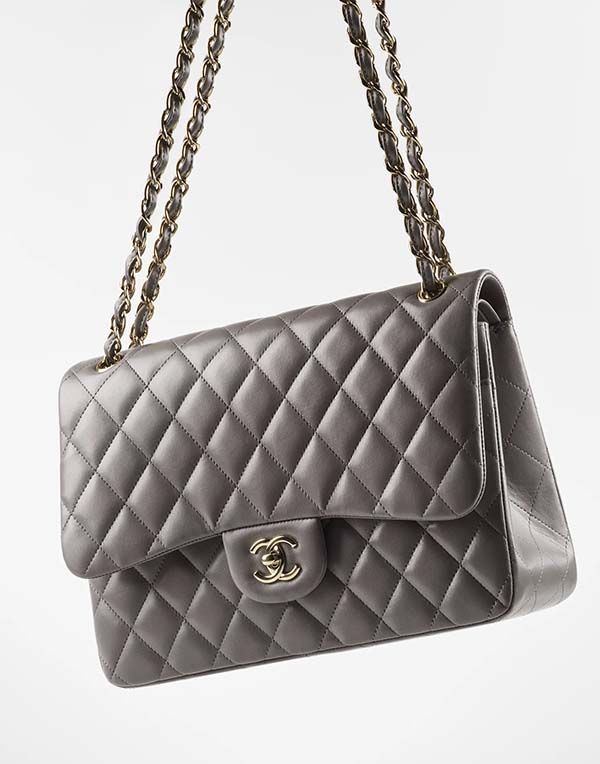 Grained Calfskin GoldTone Metal Beige Large Classic Handbag  CHANEL  Chanel  classic flap bag Bags Classic handbags